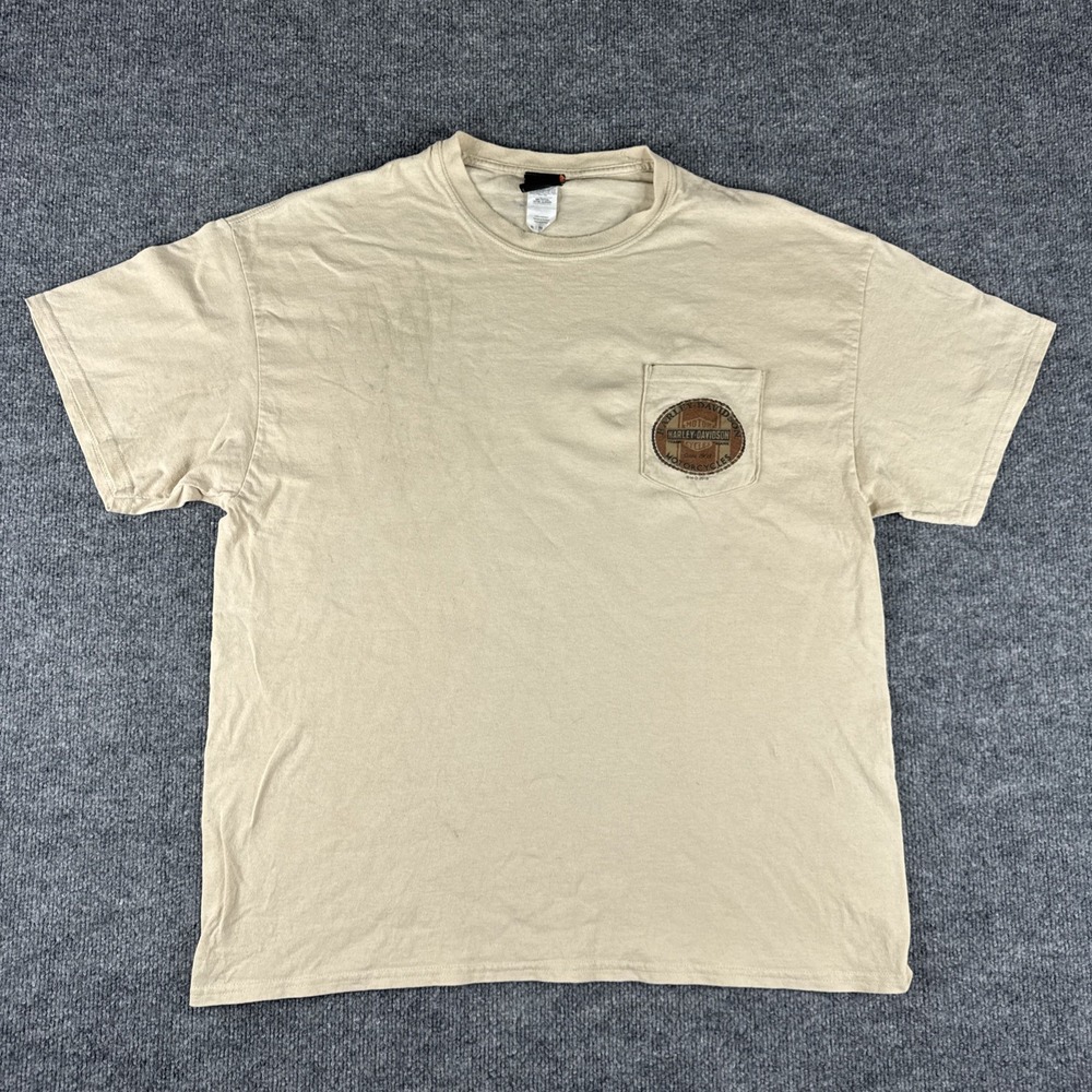 Harley-Davidson Shirt Mens XL Beige Savannah Georgia Eagle Biker Motorcycle Tee